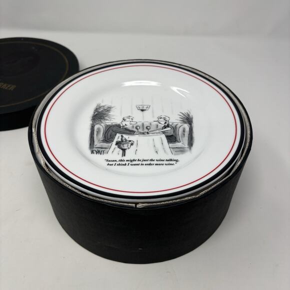 The New Yorker Cheese Plates Restoration Hardware Set of 6 Cartoon Salad Wine - Picture 16 of 16